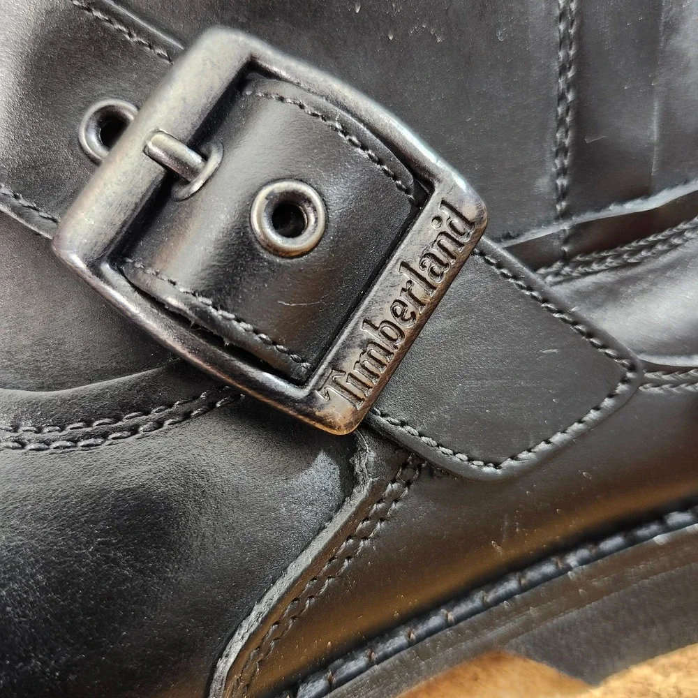 TIMBERLAND BLACK LEATHER ZIP BOOTS MENS 10